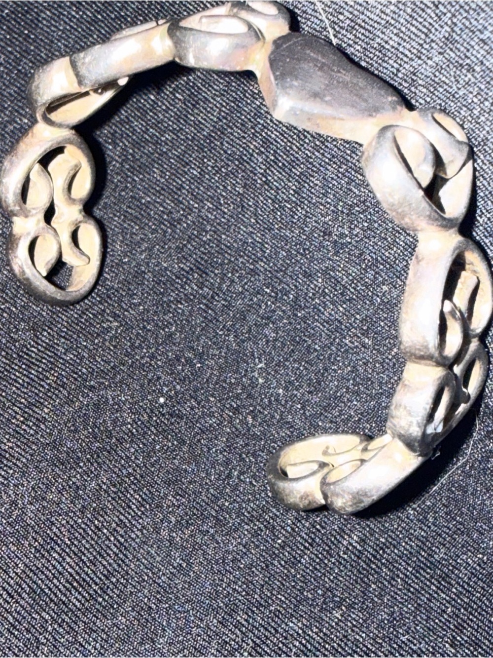 Child Sterling Silver MEXICO JRI Cuff Bracelet 925 hearts vintage 17g